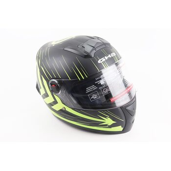 Шлем интеграл, закрытый (сертификация DOT)+откидные очки BLD-М61 M (57-58см), ЧЕРНО-ЖЕЛТЫЙ (флуоресцентный)