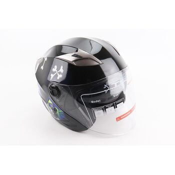 Шлем открытый+откидные очки BLD-708 S (55-56см), ЧЕРНО-СИНИЙ "Bulldog"