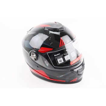 Шолом інтеграл, закритий BLD-М65 М (57-58см), ЧОРНИЙ/ЧЕРВОНО-СІРИЙ