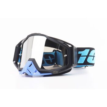 Очки кроссовые/эндуро/АТV, черно-голубые С185 (прозрачное стекло)