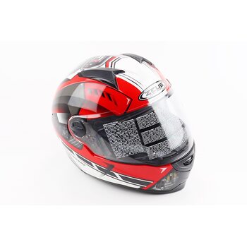 Шлем интеграл, закрытый ZS-811 Solid M, КРАСНЫЙ глянец с белым рисунком