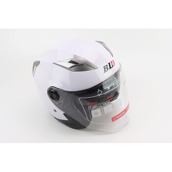 Шолом відкритий+відкидні окуляри BLD-708 М (57-58см), БІЛИЙ глянець