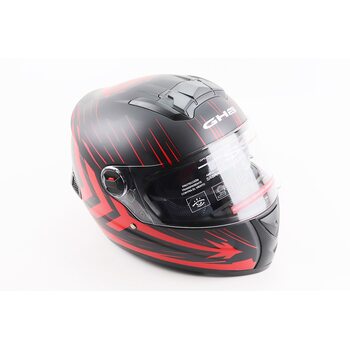 Шлем интеграл, закрытый (сертификация DOT)+откидные очки BLD-М61 S (55-56см), ЧЕРНО-КРАСНЫЙ (флуоресцентный)