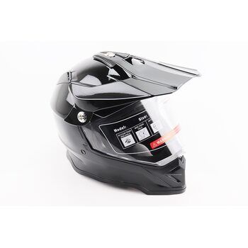 Шлем кроссовый/эндуро/АТV со стеклом BLD-819-7 S (55-56см), ЧЕРНЫЙ глянец