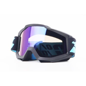 Окуляри кросові/ендуро/АТV, чорні (дзеркальне блакитне скло)