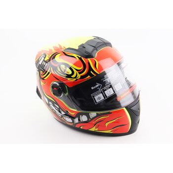 Шлем интеграл, закрытый+очки BLD-М61 S (55-56см), ЖЕЛТО-ОРАЖЕННЫЙ "Buffalo"