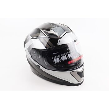 Шлем интеграл, закрытый BLD-M62 S (55-56см), ЧЕРНЫЙ/БЕЛО-СЕРЫЙ