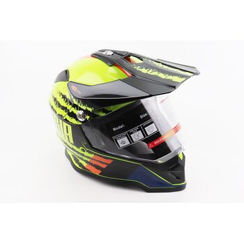Шолом кросовий/ендуро/АТV зі склом BLD-819-7 S (55-56см), ЧОРНИЙ/ЖОВТО-ПОМАРАНЧЕВИЙ