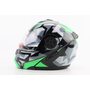 Шлем модуляр, закрытый с откидным подбородком+откидные очки BLD-159 М (57-58см), ЧЕРНО-ЗЕЛЕНЫЙ
