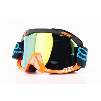 Окуляри кросові/ендуро/АТV, чорно-помаранчеві (дзеркальне жовте скло)