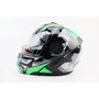 Шолом модуляр, закритий з відкидним підборіддям+відкидні окуляри BLD-159 S (55-56см), ЧОРНО-ЗЕЛЕНИЙ