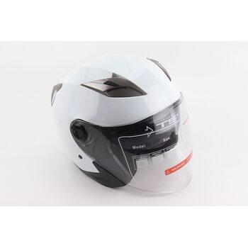 Шолом відкритий+відкидні окуляри BLD-708 S (55-56см), БІЛИЙ глянець