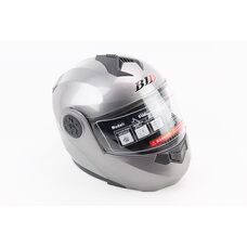 Шолом модуляр, закритий з відкидним підборіддям+відкидні окуляри BLD-159 М (57-58см), СІРИЙ глянець