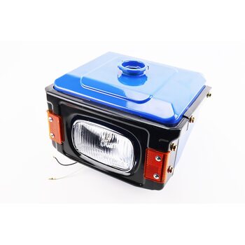 Бак паливний R175A/R180NM, 265x190x165mm, виступ. горловина, отвір під шланг паливний + фара + облицювання, Синій