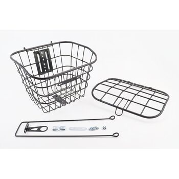 Корзина багажная передняя 26" с крышкой, чёрная YZ-061 (возможны царапины, сколы, дефекты покраски)