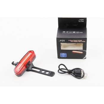 Ліхтар задній 120 lumen, Li-ion 3.7V 600mAh зарядка від USB, вологозахисний, AQY-096