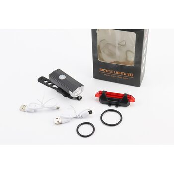 Ліхтар передній 300 lumen+задній 15 lumen, Li-ion 3.7V 330mAh зарядка від USB, вологозахисні к-кт, CYGM-2218