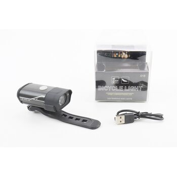 Ліхтар передній 1 діод алюмінієвий, Li-ion 3.7V 850mAh зарядка від USB, вологозахисний, чорний HYD-018