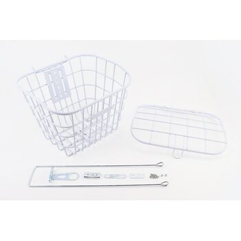 Корзина багажная передняя 28" с крышкой, белая YZ-061 (возможны царапины, сколы, дефекты покраски)