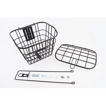 Корзина багажная передняя 28" с крышкой, чёрная YZ-061 (возможны царапины, сколы, дефекты покраски)