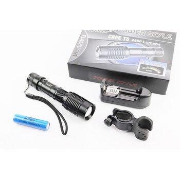 Ліхтар передній 1 діод 2800 lumen алюмінієвий, Li-ion 3.7V 4200mAh із зарядкою, вологозахисний, чорний BL-1836