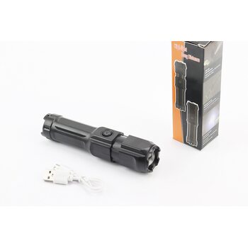 Фонарь 1 диод 240 lumen ручной, Li-ion 3.7V 5200mAh зарядка от USB, влагозащитный, чёрный F15-T