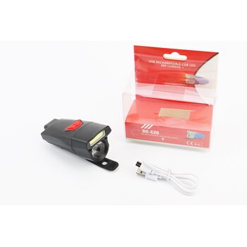 Фонарь передний 1+7 диодов 360 lumen, Li-ion 3.7V 500mAh зарядка от USB, влагозащитный, чёрный BG-C20