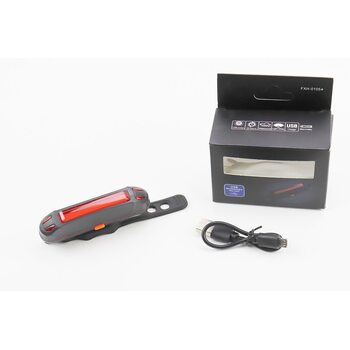 Фонарь задний 110 lumen, Li-ion 3.7V 500mAh зарядка от USB, влагозащитный, чёрный FXH-0105