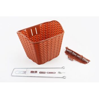 Корзина багажная передняя 26" с крышкой, пластмассовая, коричневая TH-059