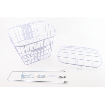 Корзина багажная передняя 26" с крышкой, белая YZ-061 (возможны царапины, сколы, дефекты покраски)
