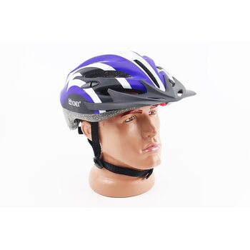 Шолом велосипедний L (54-62 см) знімний козирок, 16 вент. отворів, чорно-біло-синій