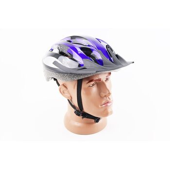 Шолом велосипедний M (54-57 см) знімний козирок, 12 вент. отворів, синій MJ-004