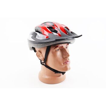 Шлем велосипедный M (54-57 см) съемный козырек, 12 вент. отверстий, красный MJ-004