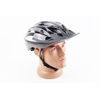 Шлем велосипедный M (54-57 см) съемный козырек, 12 вент. отверстий, черный MJ-004