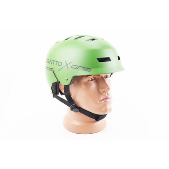 Шлем велосипедный подростковый BMX L (58-61см), 16 сент. отверстий, зеленый матовый