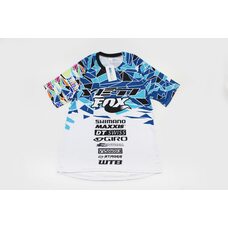 Футболка (Джерсі) чоловіча L-(Polyester 80% / Spandex 20%), короткі рукави, вільний крій, біло-синьо-чорна, НЕ оригінал