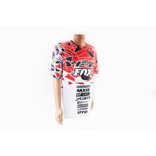 Футболка (Джерси) мужская L-(Polyester 100%), короткие рукава, свободный крой, бело-красно-чёрная, НЕ оригинал, тип 2
