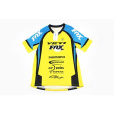 Футболка (Джерси) мужская L-(Polyester 80% / Spandex 20%), короткие рукава, свободный крой, жёлто-сине-чёрная, НЕ оригинал