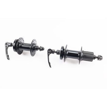 Втулки задня+передня MTB алюмінієва 14Gx32H під касету 8зр, Disk-brake, 2 пром-підшипники 6000 2RS, кріп. ексцентрик, чорна