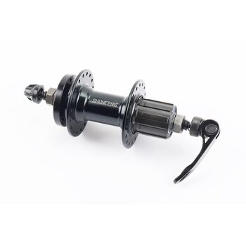Втулка задняя MTB алюминиевая 14Gx36H под кассету 7зв, Disk-brake, креп. эксцентрик, черная SF-A262R