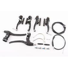 Гальмо V-brake 110мм (2 колеса) з ручками, тросами, чорний, HJ-805AD