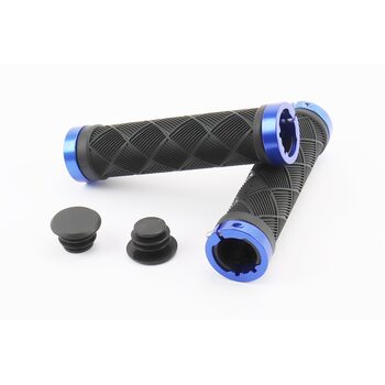 Ручки керма 130мм з затискачем Lock-On з двох сторін, чорно-сині TPE-093