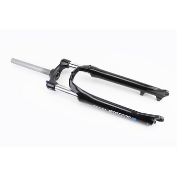 Вилка 27,5" амортизационная, без резьбы 1-1/8" (28,6мм), шток 255мм, с ходом 100мм, Disk-brake, пружинно-оливная, Lockout, алюминиевая, черная XCT30