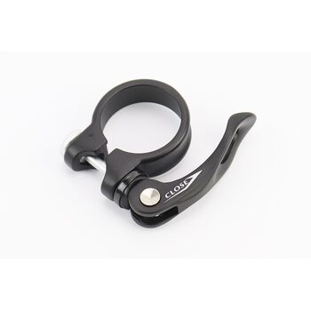 Затискач (хомут) труби сидіння MTB 34,9мм, кріпл. ексцентрик, алюмінієвий, чорний AT-109