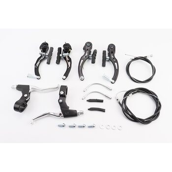 Тормоз V-brake 115мм (2 колеса) с ручками, тросами, чёрный AL/ST