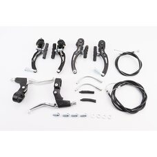 Гальмо V-brake 115мм (2 колеса) з ручками, тросами, чорне AL/ST