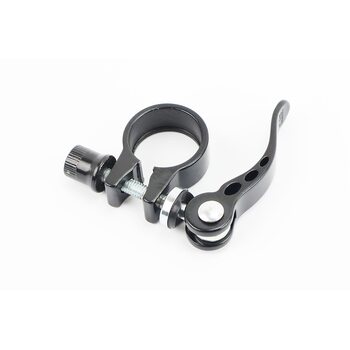 Затискач (хомут) труби сидіння MTB 28,6мм, кріпл. ексцентрик, алюмінієвий, чорний
