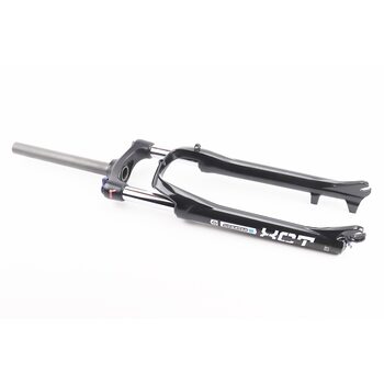 Вилка 27,5" амортизаційна, без різьби 1-1/8" (28,6мм), шток 250мм, з ходом 100мм, Disk-brake, пружинно-оливна, Lockout, алюмінієва, чорна XCT HLO