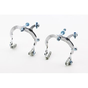 Тормоз ROAD V-brake клещевого типа, передний+задний, ход колодки 68-89мм, хром