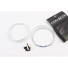 Трос - комплект перемикання універсальний "ПОВНИЙ" (сорочка 4мм х 2,7м, троса Galvanize 2000/2300мм, ковпачки, кінцевики, фіксатори, захист рами), білий